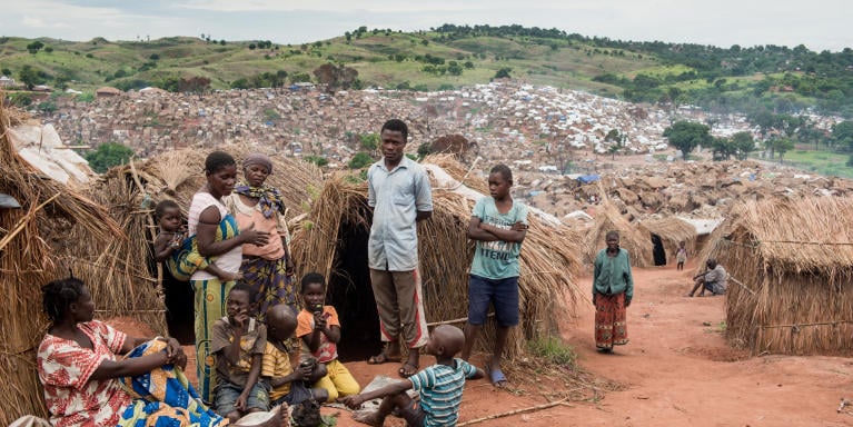 Displaced Congolese people at a camp